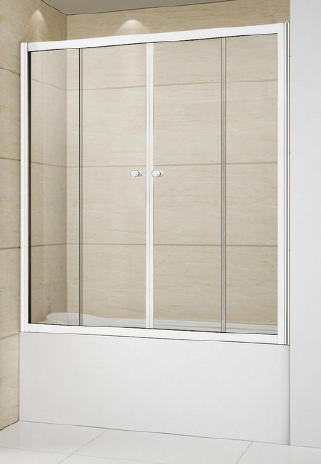 шторка на ванну cezares relax-vf-2-160/145-c-bi 160x145 стекло прозрачное, профиль жемчужно-серый