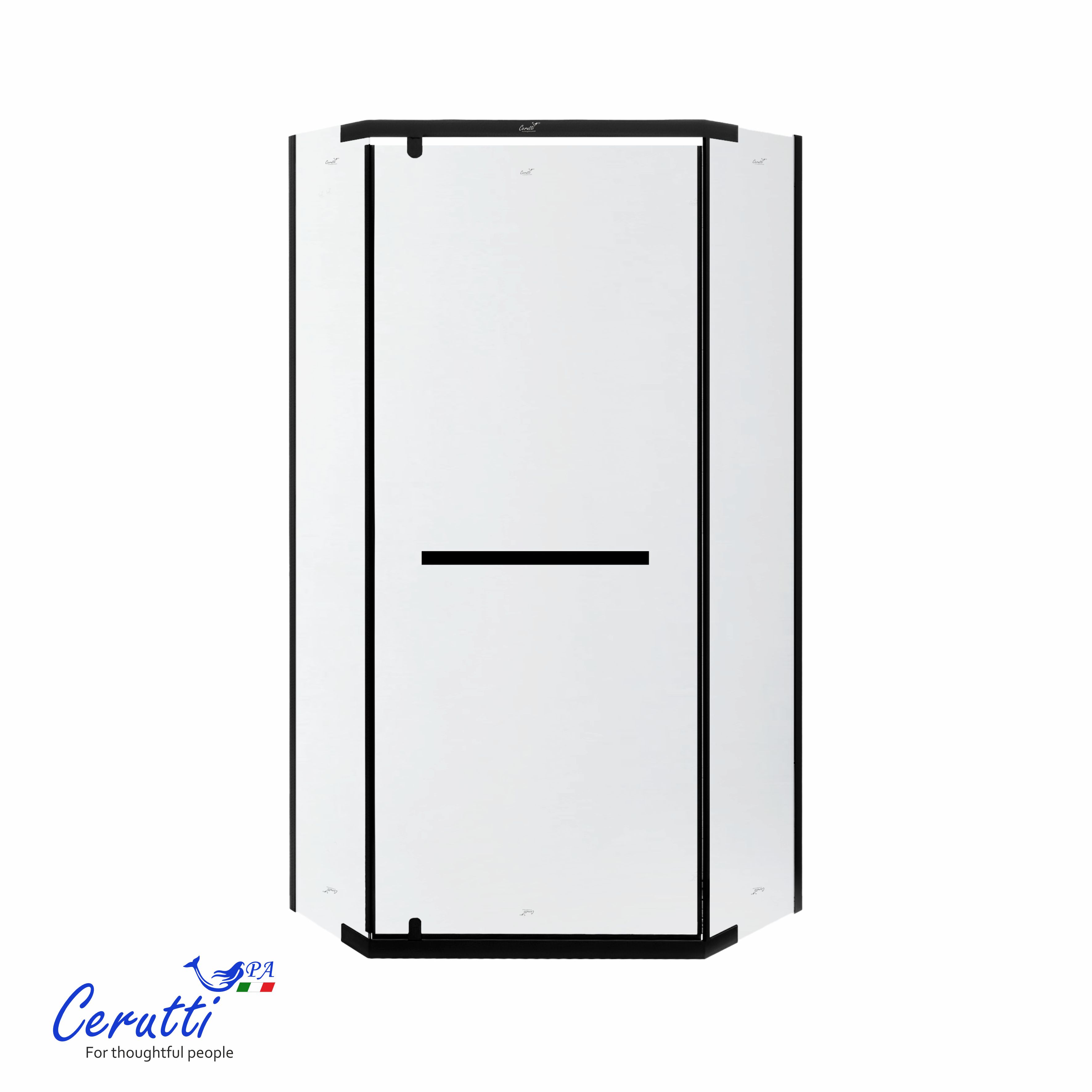 душевой уголок ceruttispa chika zp101bf 100x100 стела матовые, профиль черный