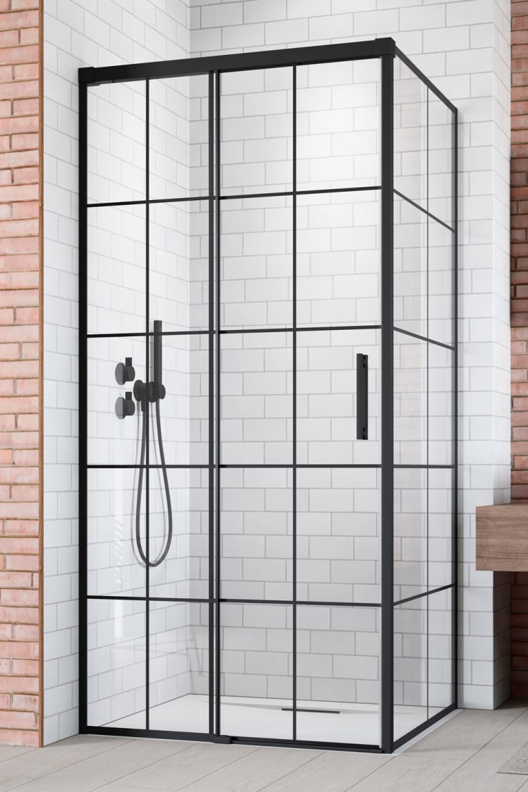 душевой уголок radaway idea black kdj factory 150x110  стекла прозрачные, профиль черный