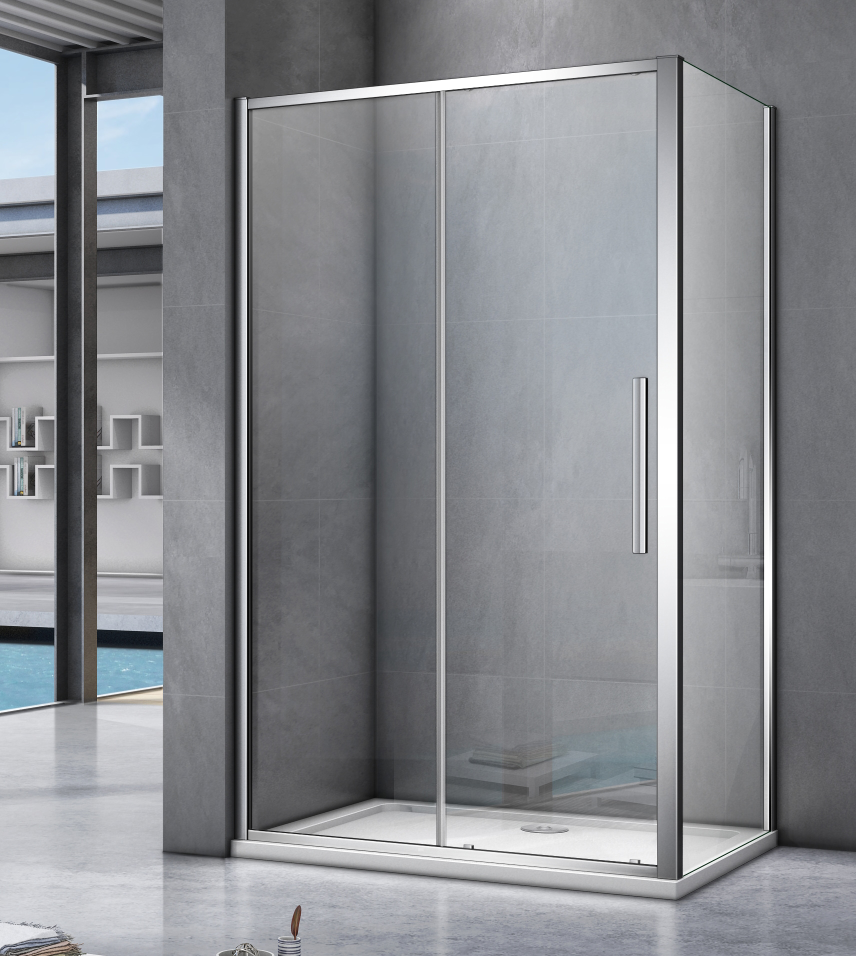 душевой уголок gooddoor idea wtw+sp 140x100 стекло прозрачное / профиль хром