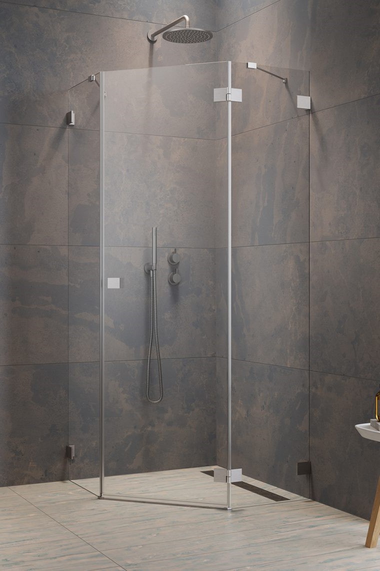душевой уголок radaway essenza pro 8 brushed nickel ptj 90x90 правый, стекла прозрачные, профиль брашированный никель