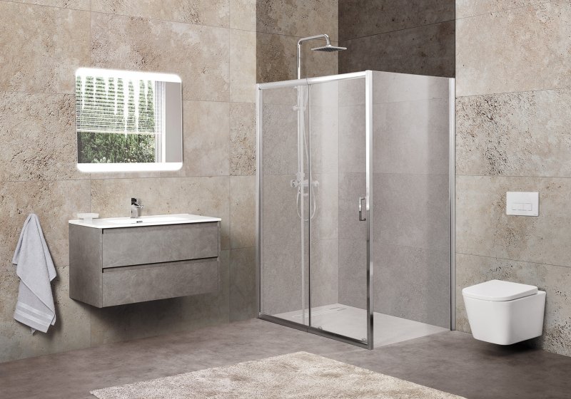 душевой уголок belbagno unique-ah-1-120/135-90-p-cr (120-135)x90 стекла рифленые