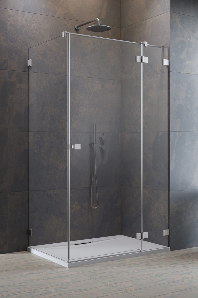 душевой уголок radaway essenza pro 8 brushed nickel kdj 120x100 правый, стекла прозрачные, профиль брашированный никель