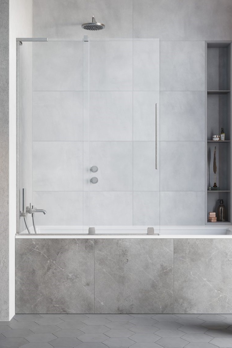 шторка на ванну radaway furo sl brushed nickel pnd ii l 120x150 стекла прозрачные, профиль брашированный никель