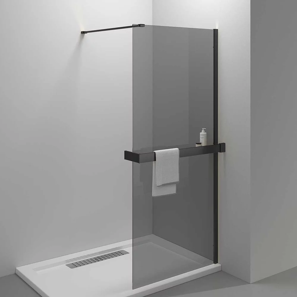 душевой уголок vincea walk-in hr 100x200 стекла тонированные, профиль черный матовый