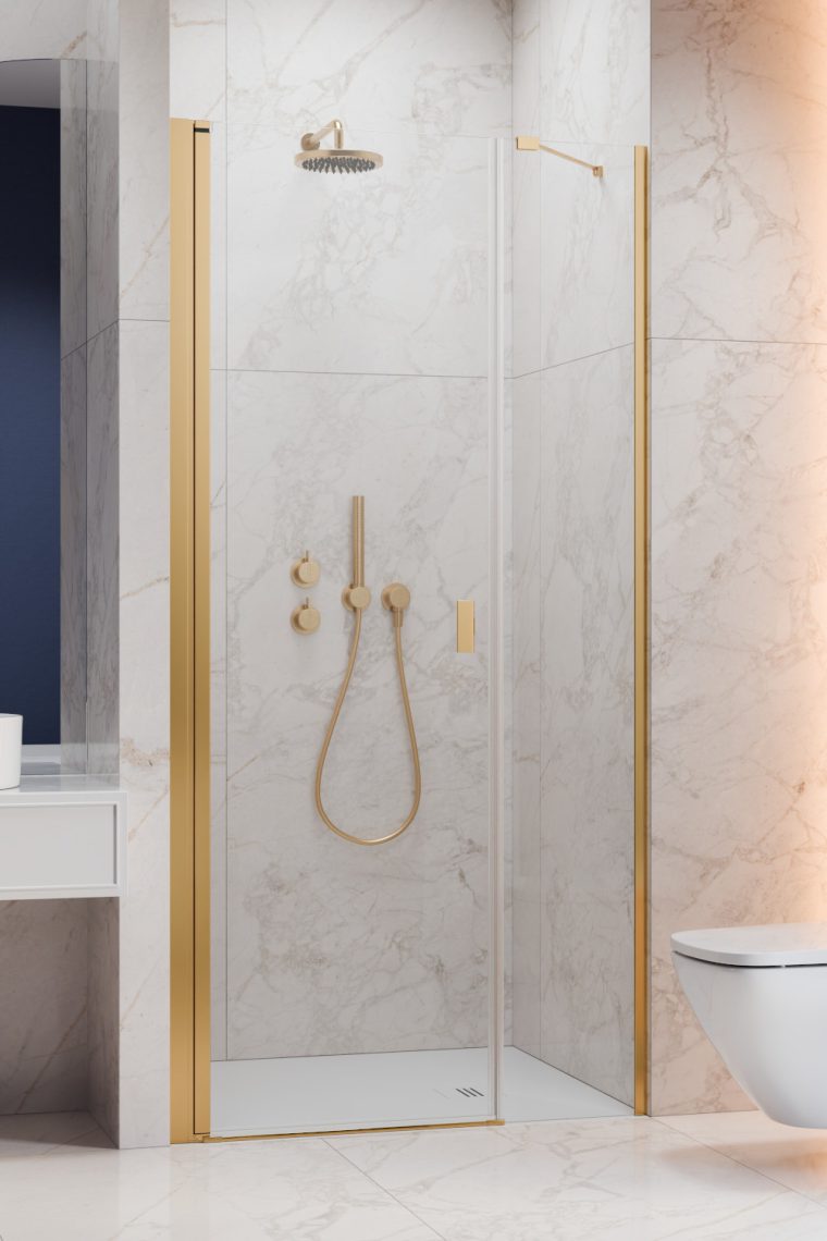 душевая дверь radaway nes gold dws 90x200 левая, стекла прозрачные, профиль золото