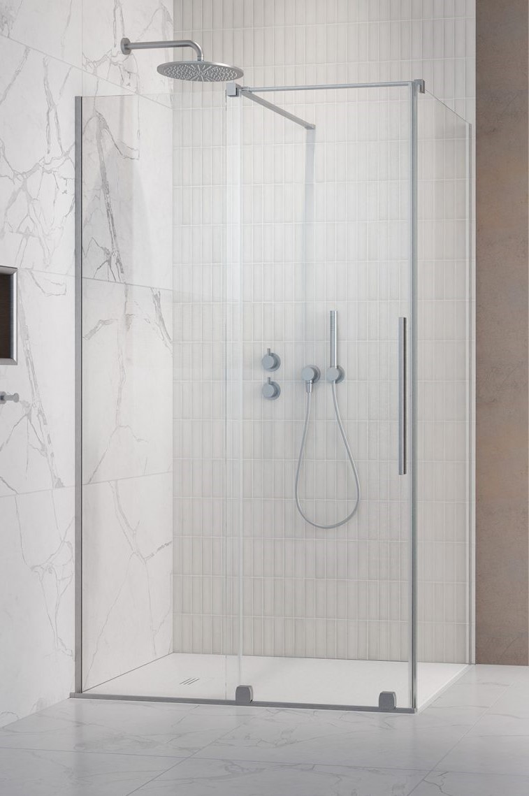 душевой уголок radaway furo brushed nickel kdj l 110x80 стекла прозрачные, профиль брашированный никель