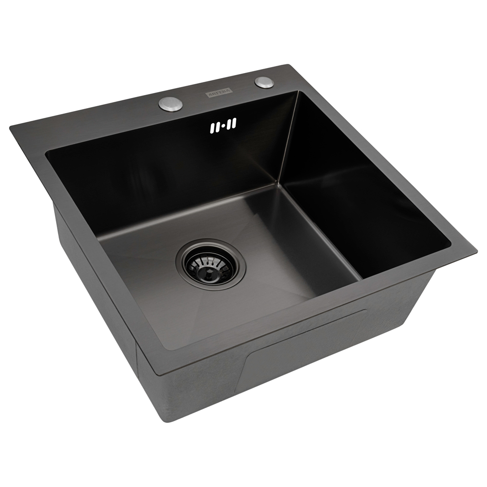 мойка кухонная arfeka eco ar 500x500 black pvd nano, черный
