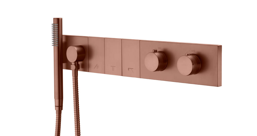 смеситель для ванны и душа boheme zodiac thermo brushed bronze 133-sys-brb брашированная бронза