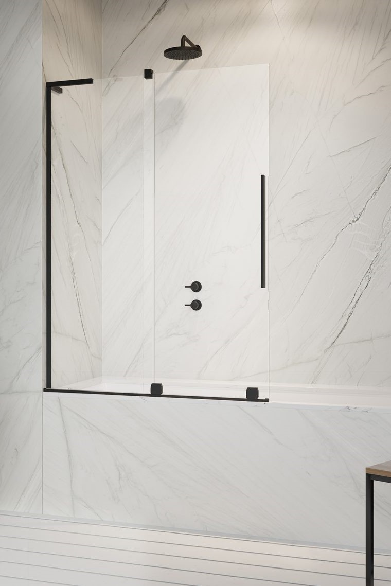 шторка на ванну radaway furo sl black pnd ii l 110x150 стекла прозрачные, профиль черный