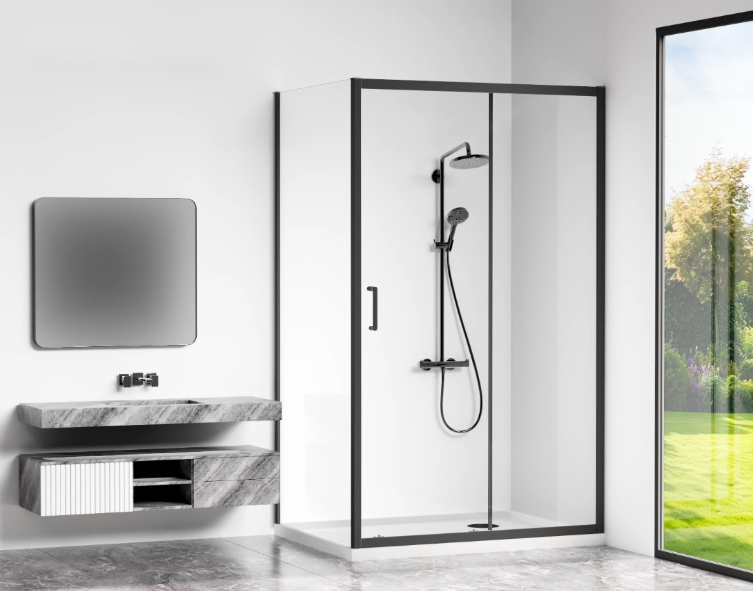душевой уголок gooddoor cube wtw+sp 120x80 прозрачное стекло / профиль черный