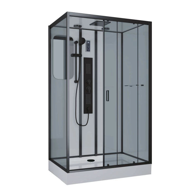 душевая кабина niagara ng-6912-01gqr black 120x80 правая, стекла тонированные, профиль черный