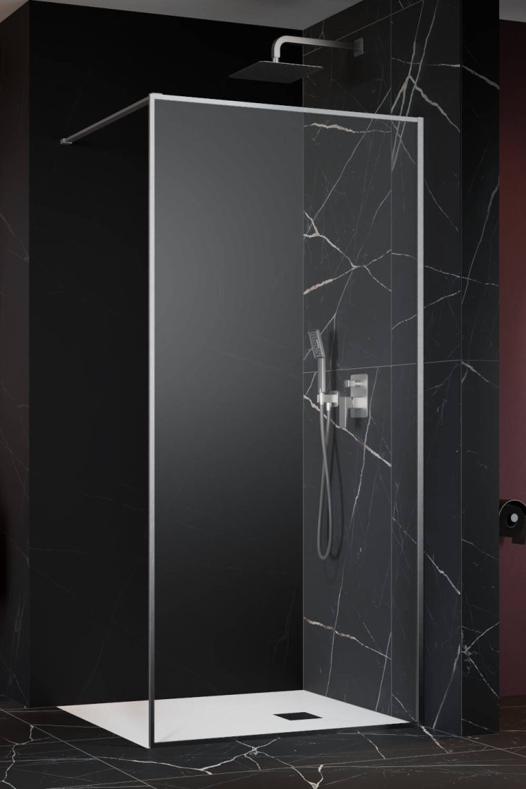 душевой уголок radaway modo f brushed nickel ii 90x200 стекла прозрачные, профиль брашированный никель