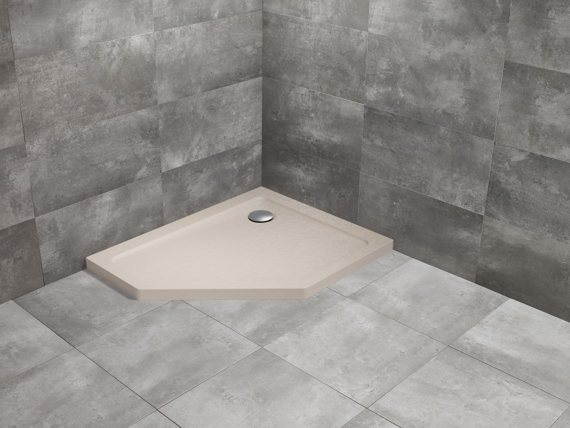 душевой поддон radaway doros pt e stone cashmere 100x90 левый, кашемир