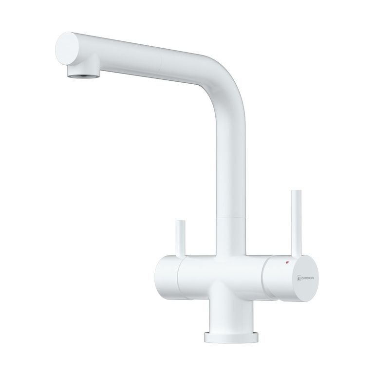 смеситель для кухни omoikiri takamatsu-s 4994357 с подключением фильтра, pure white