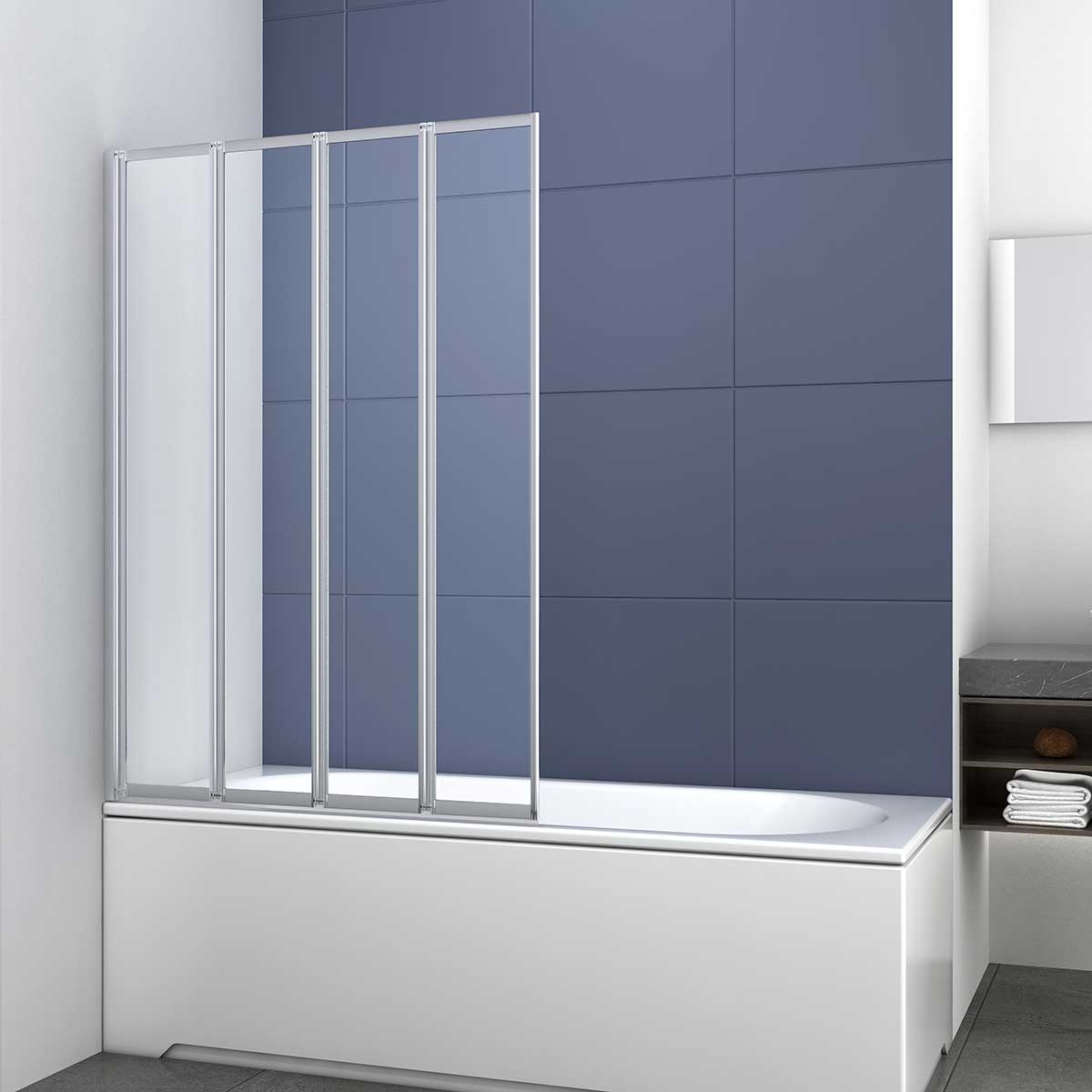 шторка для ванны vincea vsb-31100cl 100x140 стекло прозрачное / профиль хром