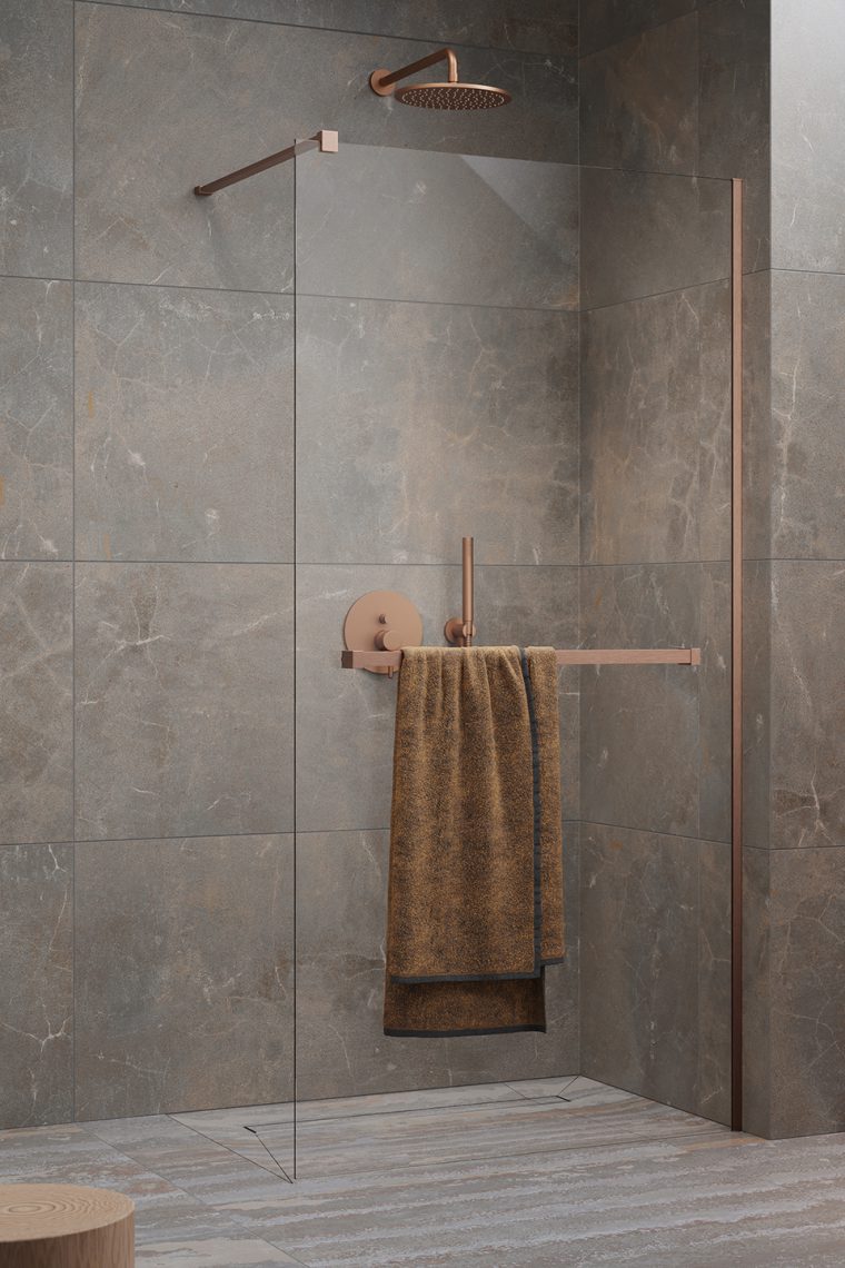 душевой уголок radaway modo new brushed copper ii 100x200 с полотенцедержателем, стекла прозрачные, профиль брашированная медь