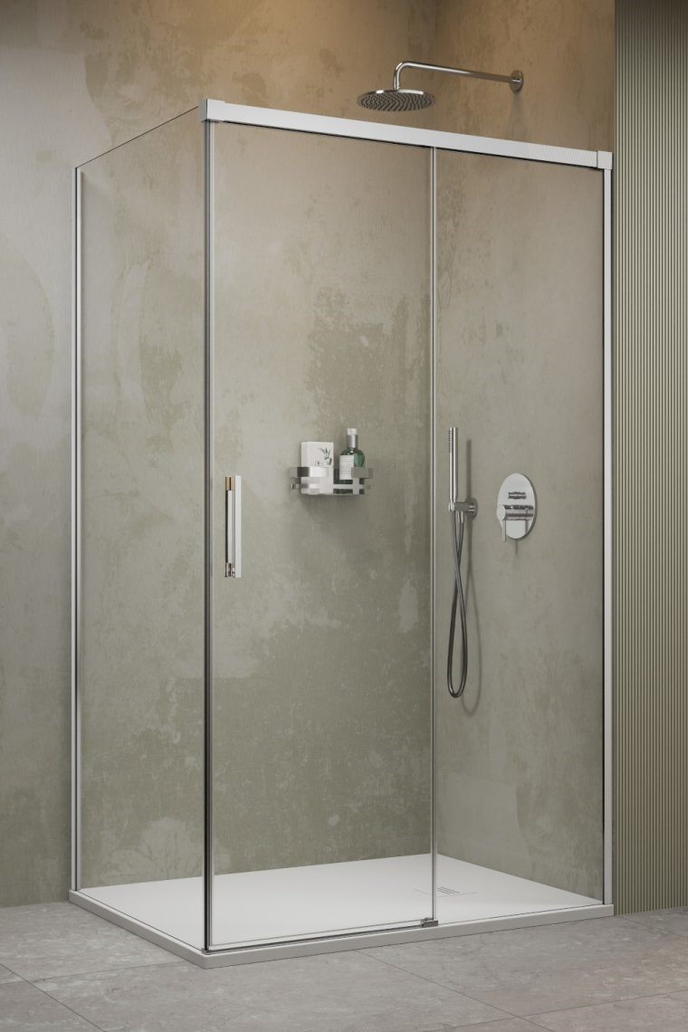 душевой уголок radaway idea 8 kdj 130x110 правый, стекла прозрачные, профиль хром