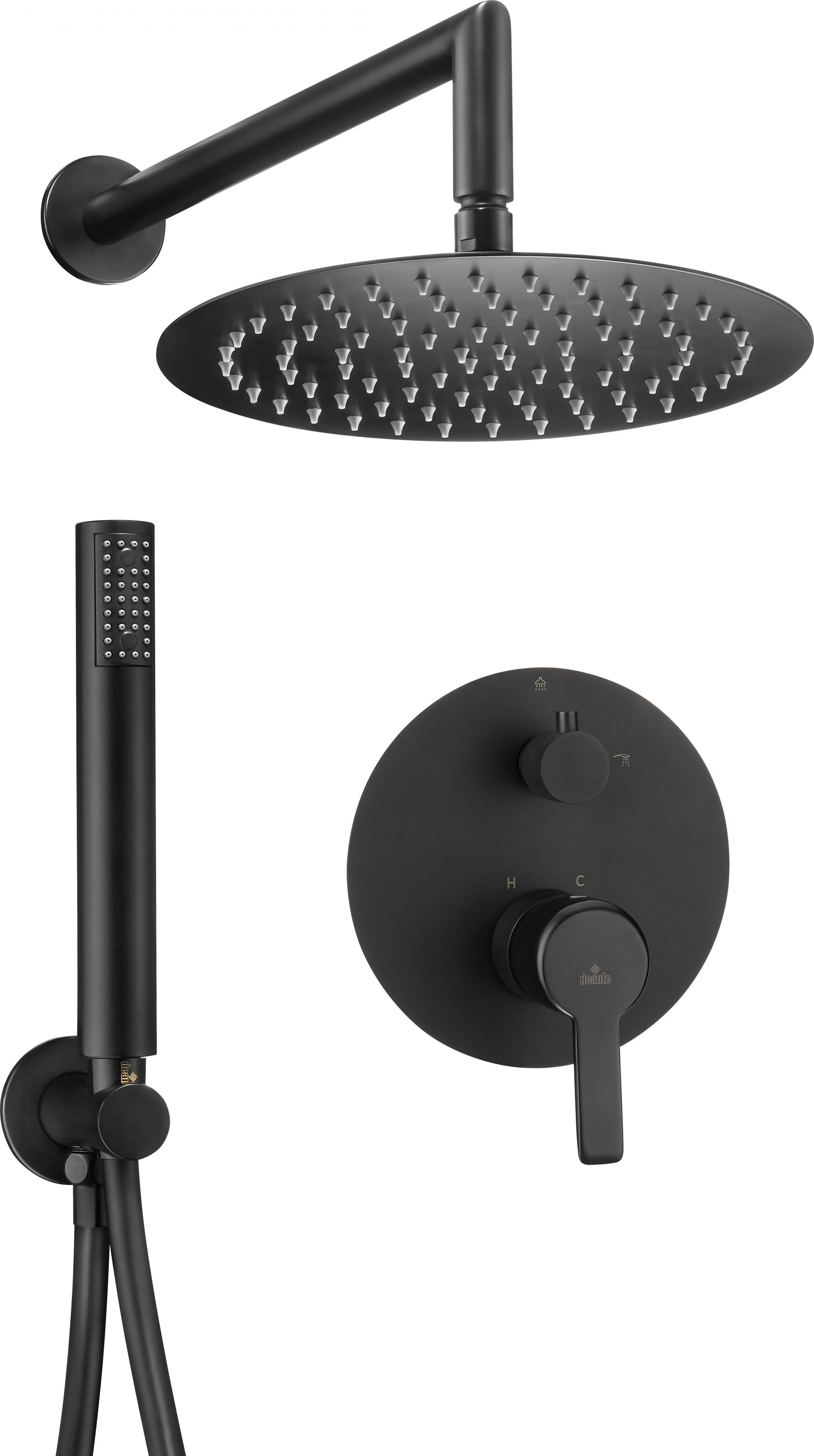душевая система скрытого монтажа deante cascada arnika nero nac n9qp