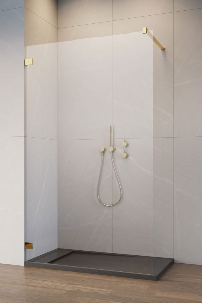 душевой уголок radaway essenza pro gold walk-in 110 стекло прозрачное, профиль золото