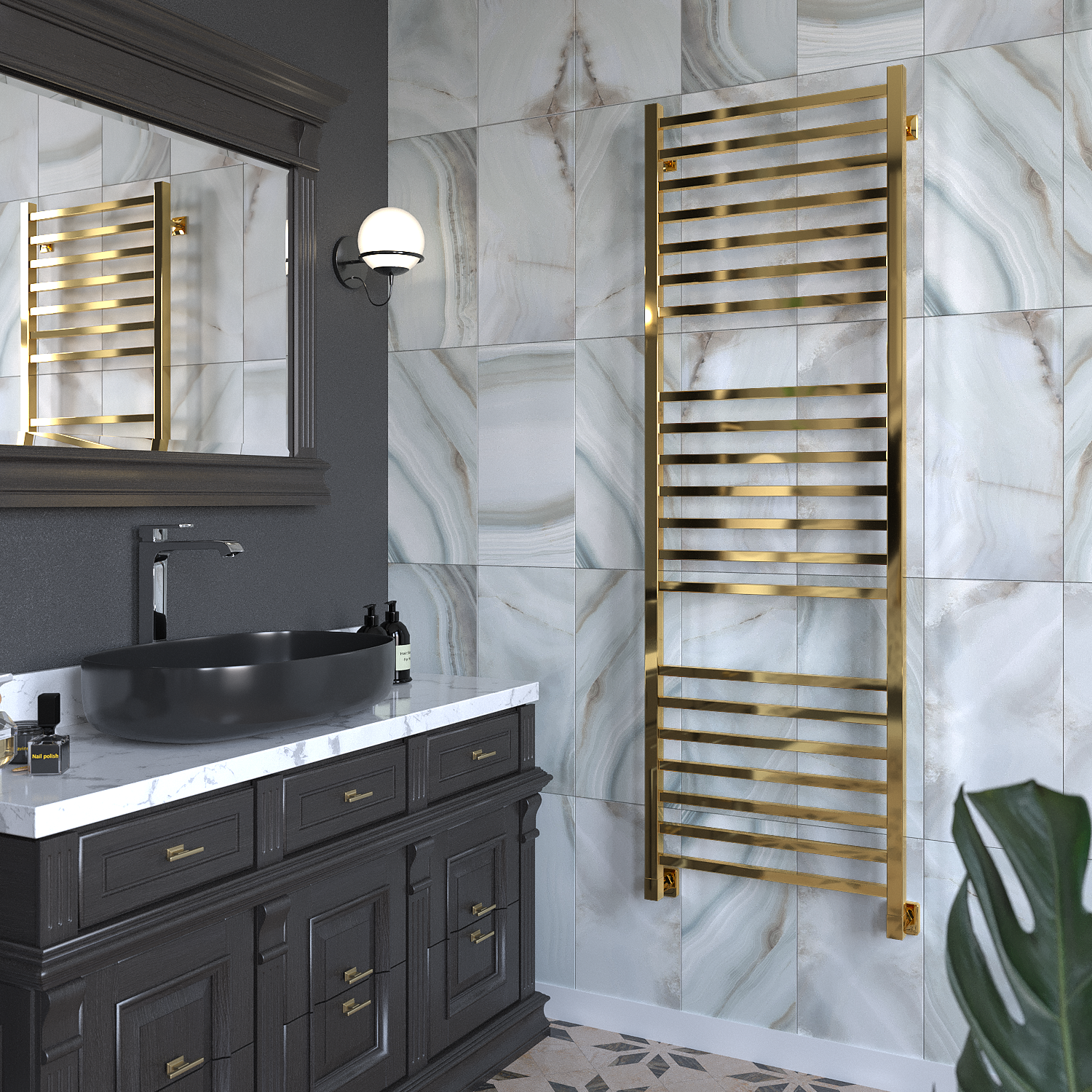 полотенцесушитель водяной stinox quatro luxe 50x160 золото глянец