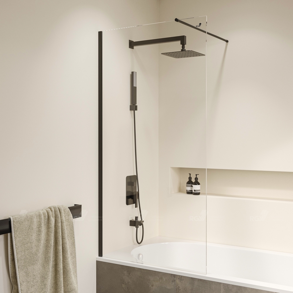душевая шторка rgw sc-051b 90x150 стекла прозрачные, профиль черный