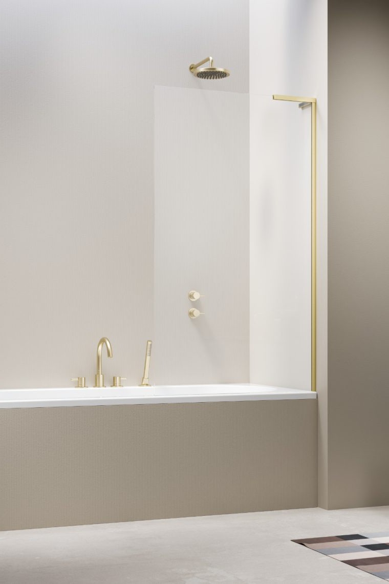 душевая шторка radaway modo sl brushed light gold pnj ii 100x150 правая, стекла прозрачные, профиль брашированное светлое золото