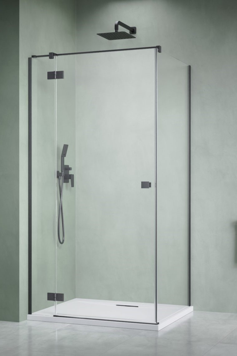 душевой уголок radaway essenza brushed gunmetal kdj 90x90 левый, стекла прозрачные, профиль брашированная оружейная сталь