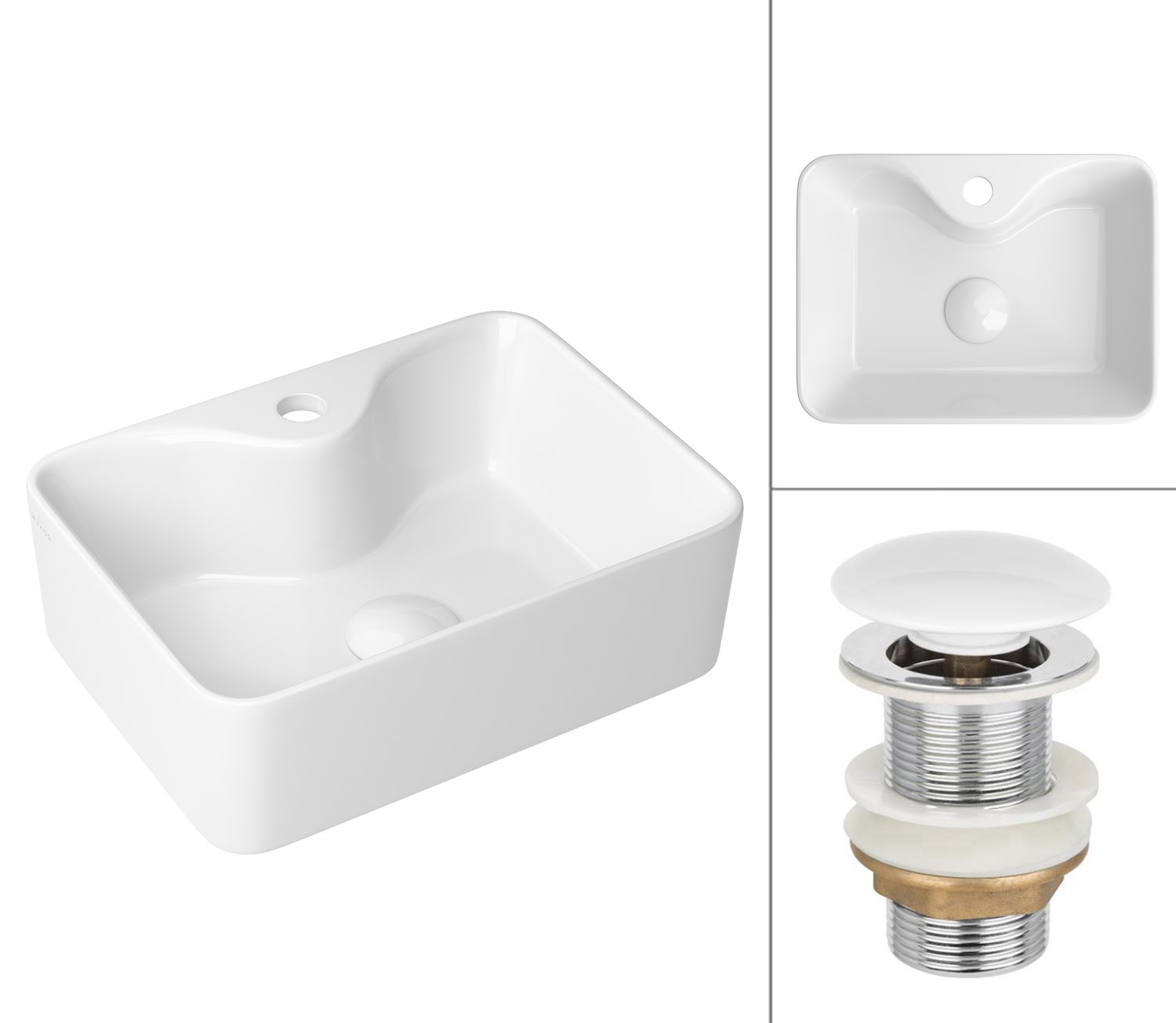 умывальник roxen lex mini 570190 40x30 с донным клапаном pd01w белый