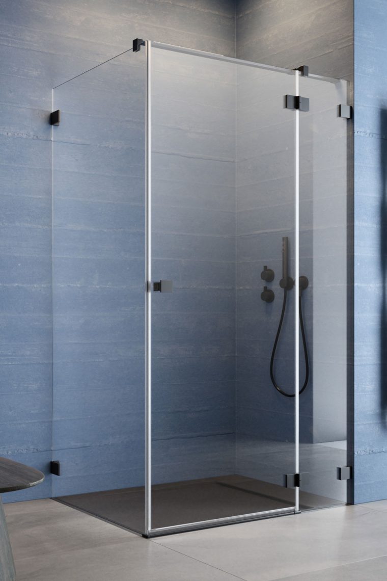 душевой уголок radaway essenza pro 8 black kdj 120x80 правый, стекла прозрачные, профиль черный