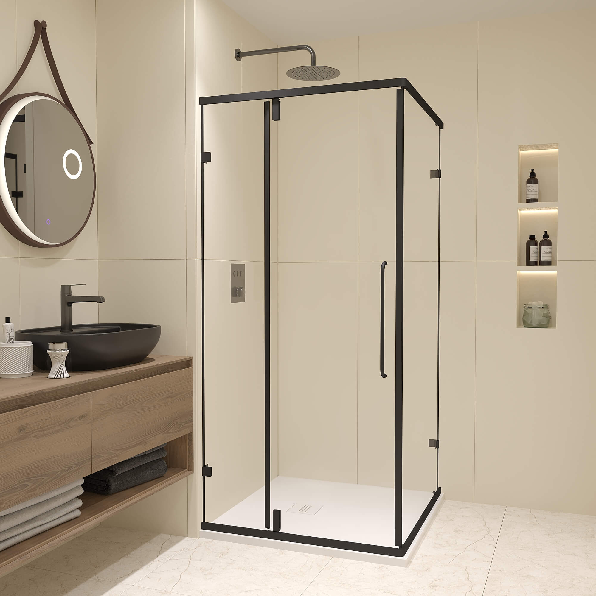 душевой уголок rgw classic cl-35b 90x90 прозрачное стекло / профиль черный