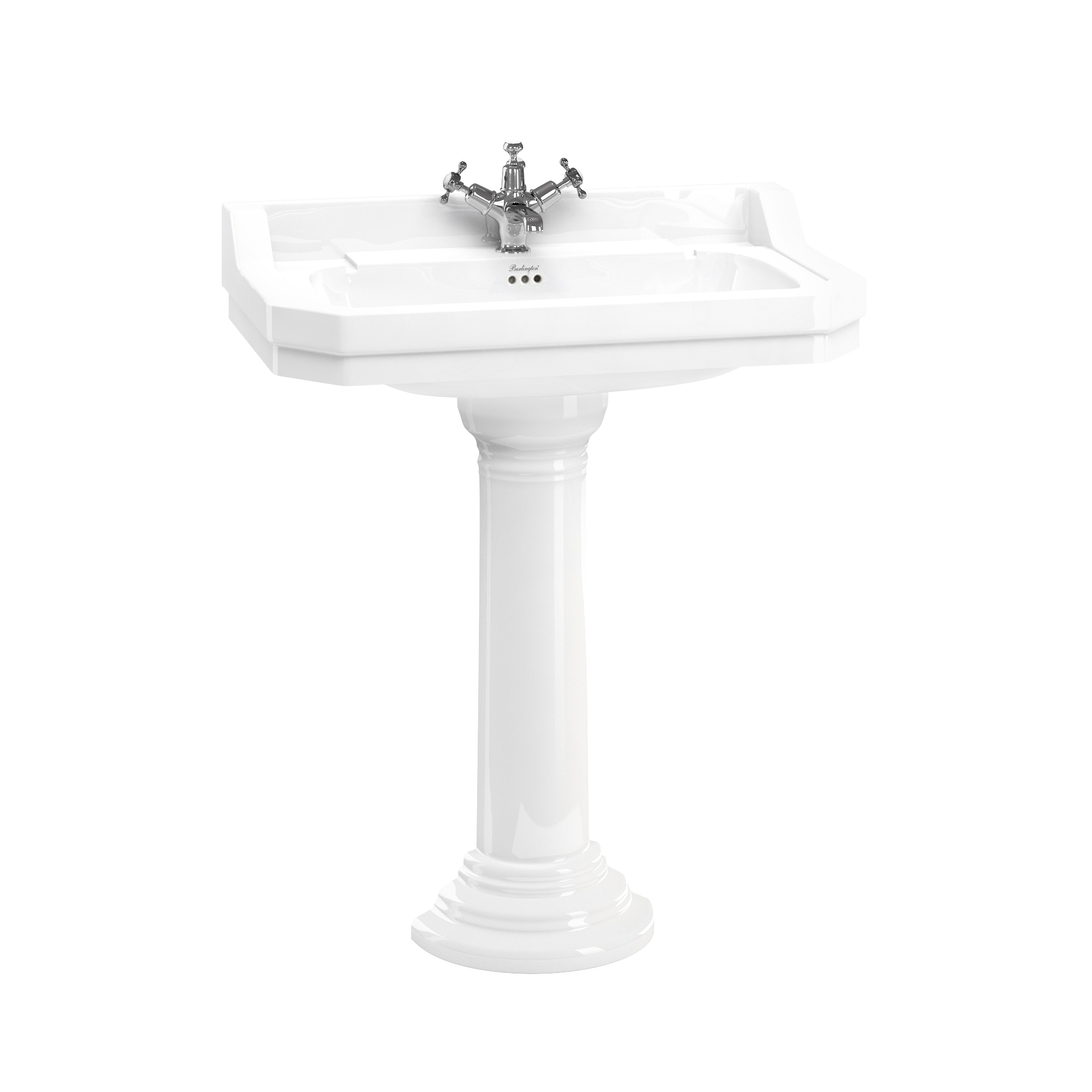 умывальник burlington edwardian b18 1th 80x51 (на 1 отверстие) с пьедесталом regal p9r белый