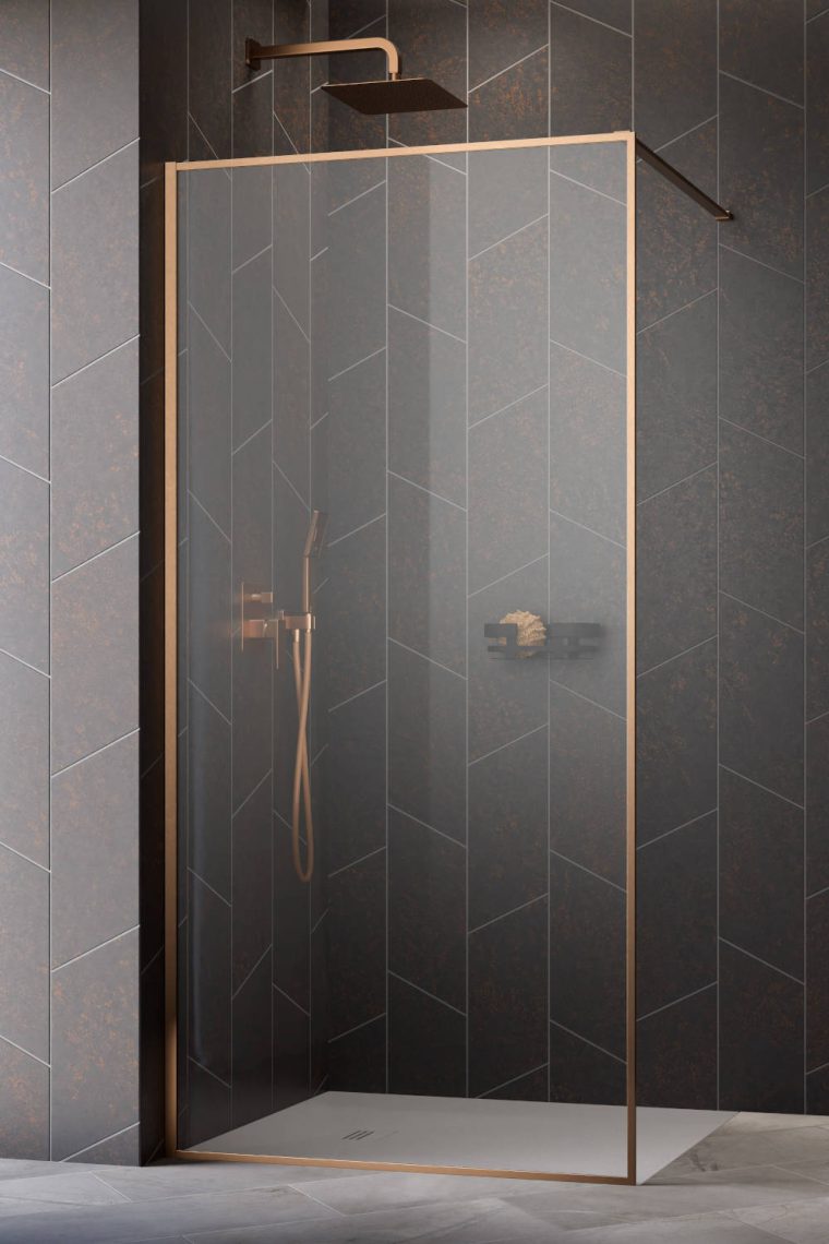 душевой уголок radaway modo f brushed copper ii 155x200 стекла прозрачные, профиль брашированная медь