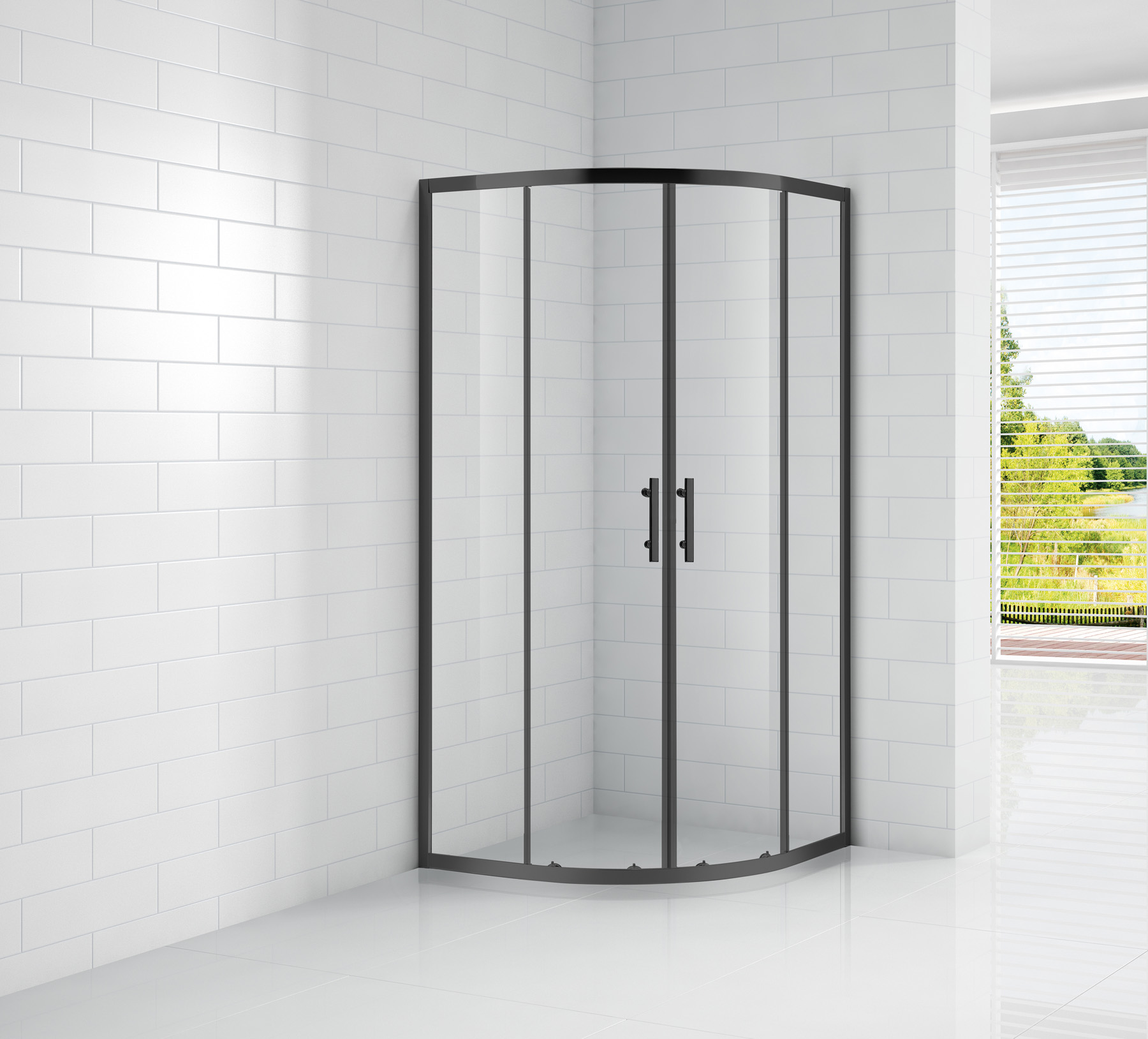 душевой уголок cezares eco-o-r-2-100-c-nero 100x100 стекла прозрачные, профиль черный