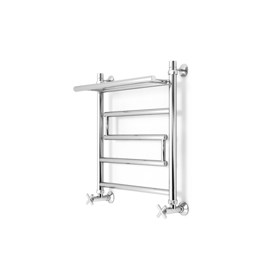 полотенцесушитель zorg supreme plus 500/600 50x60 с полкой, нижнее подключение, хром
