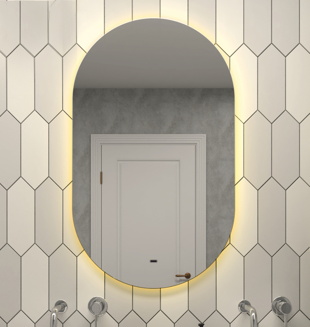 зеркало континент fleur led 100x60 ореольная теплая подсветка и б/к сенсор