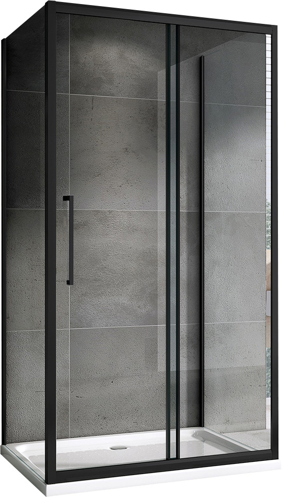 душевой уголок abber schwarzer diamant ag30140bh-s90b-s90b 140x90 стекла прозрачные, профиль черный