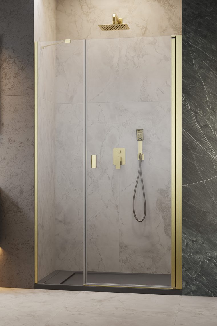 душевая дверь radaway nes brushed gold dws i 110x200 правая, стекла прозрачные, профиль брашированное золото