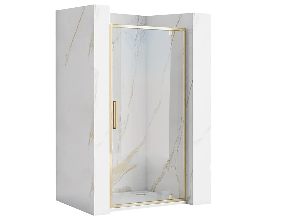 душевая дверь rea rapid swing gold 90x195 прозрачное стекло / профиль золото