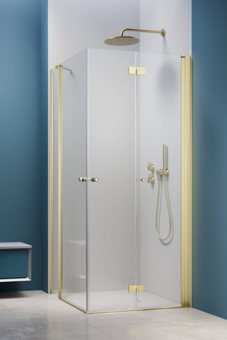 душевой уголок radaway nes 6 brushed light gold kdd b / kdd ii 90x100 правый, стекла прозрачные, профиль брашированное светлое золото