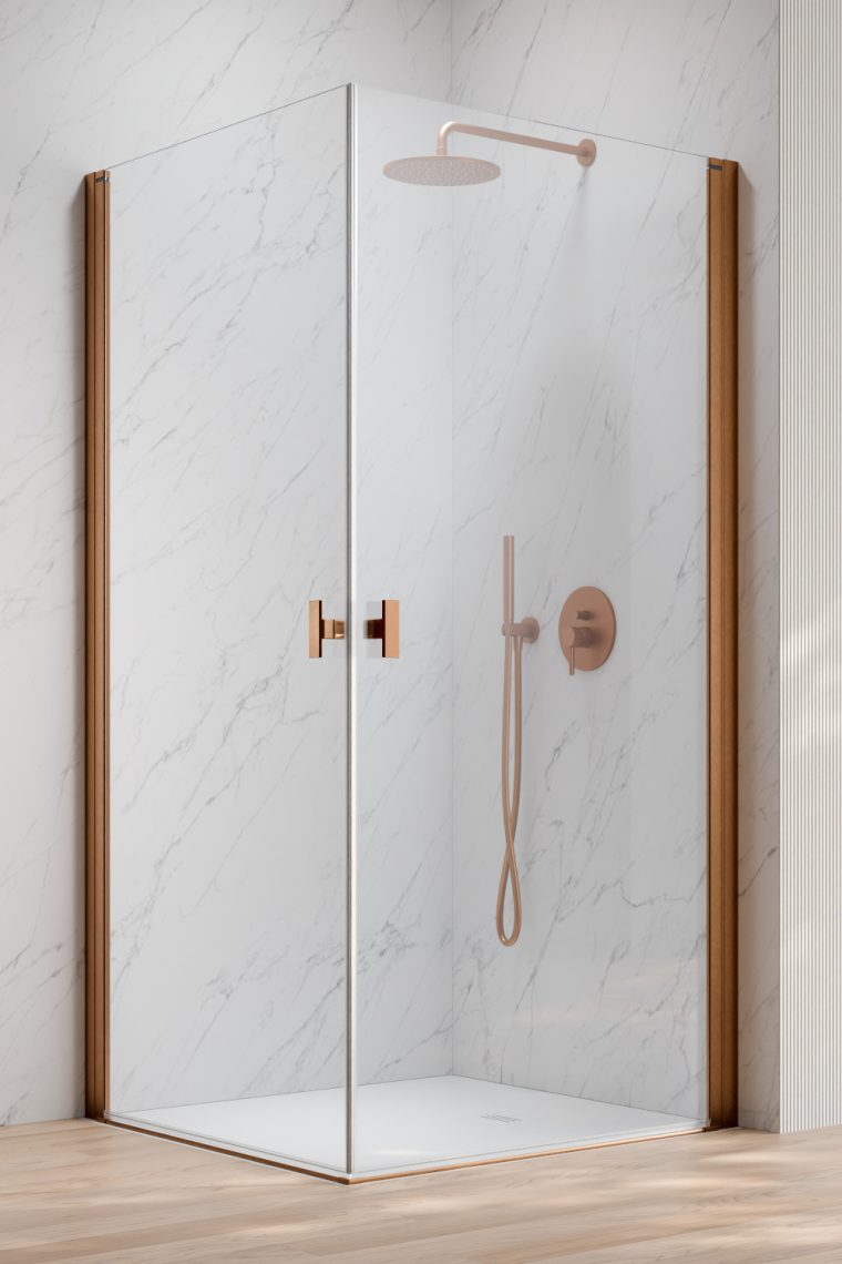 душевой уголок radaway nes brushed copper kdd i 80x90 стекла прозрачные, профиль брашированная медь