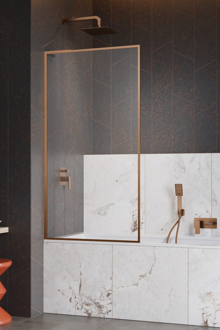 шторка на ванну radaway modo f sl brushed copper pnj ii 60x151 левая, стекла прозрачные, профиль брашированная медь