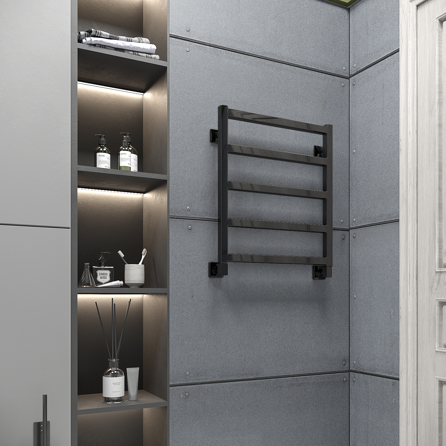 полотенцесушитель водяной stinox ancona 50x60 черный глянец
