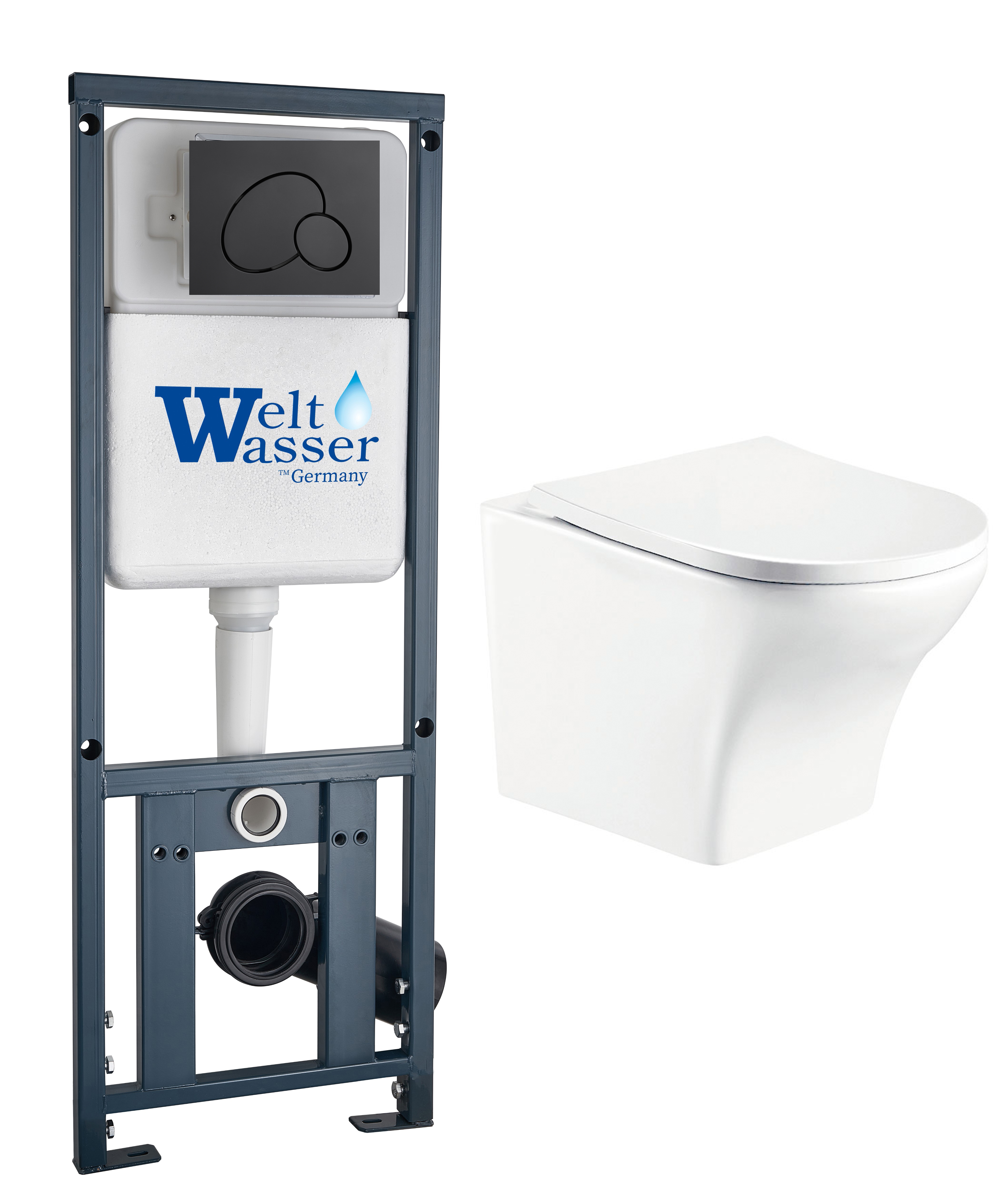 комплект инсталляции welt-wasser marberg 410 с унитазом odenbach 004 gl-wt и клавишей смыва mar 410 rd mt-bl черный матовый