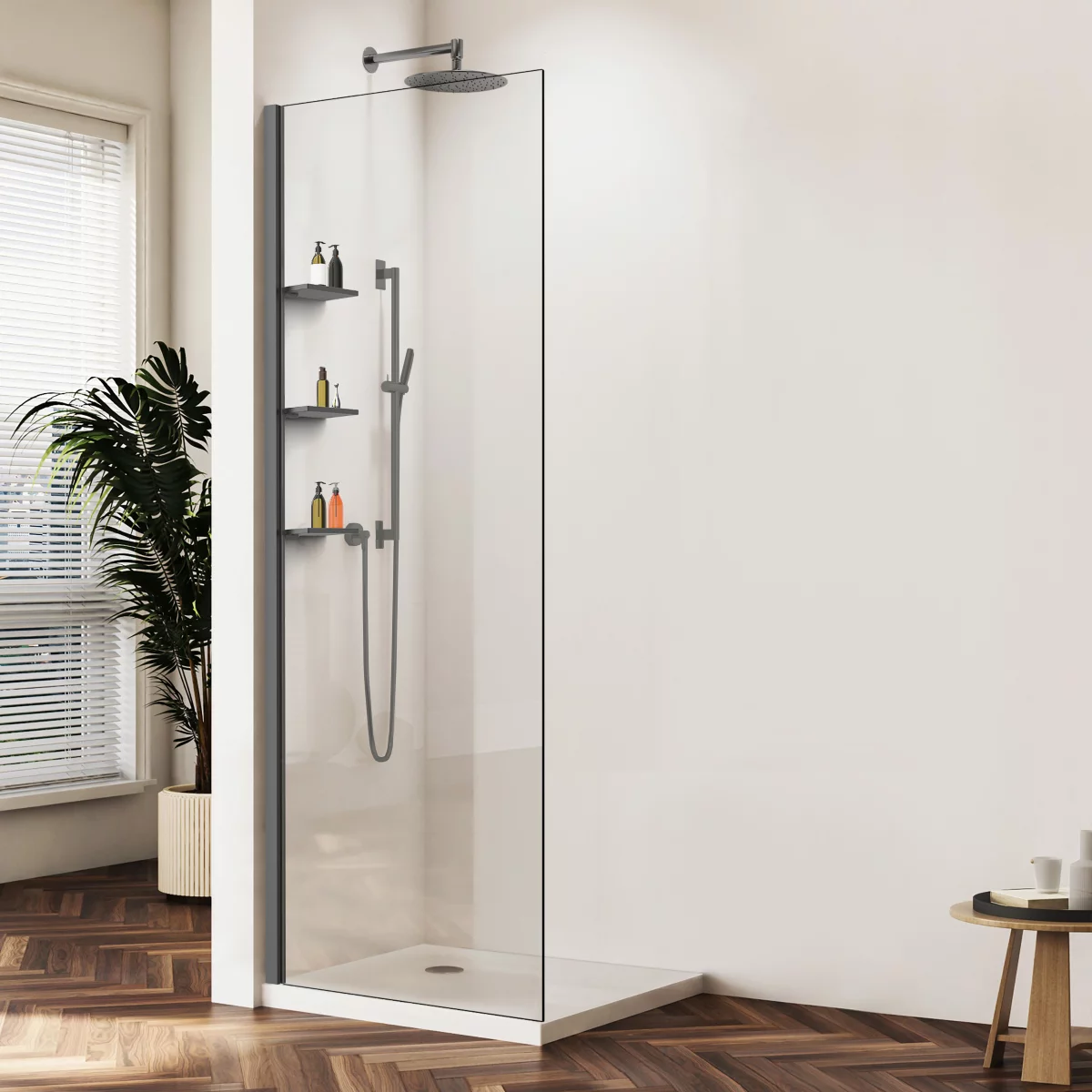душевой уголок vincea walk-in vsw-1hws120clgm 120x200 стекло прозрачное / профиль вороненая сталь