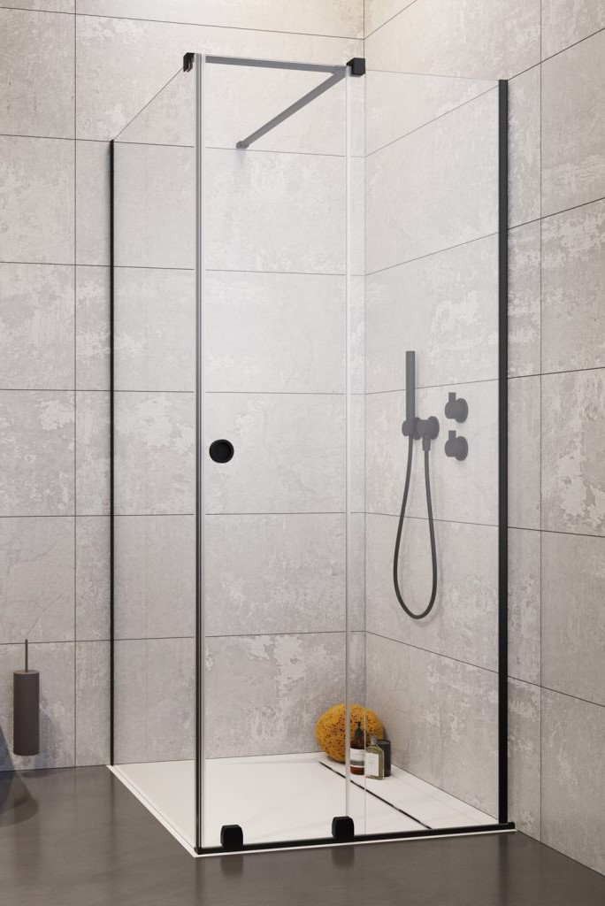душевой уголок radaway furo black kdj rh 90r 90x80 стекло прозрачное, профиль черный (правый)