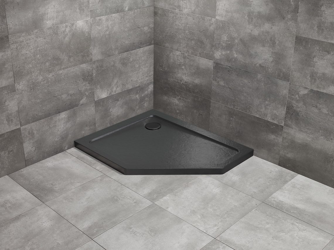 душевой поддон radaway doros pt e left stone black 100x80 черный