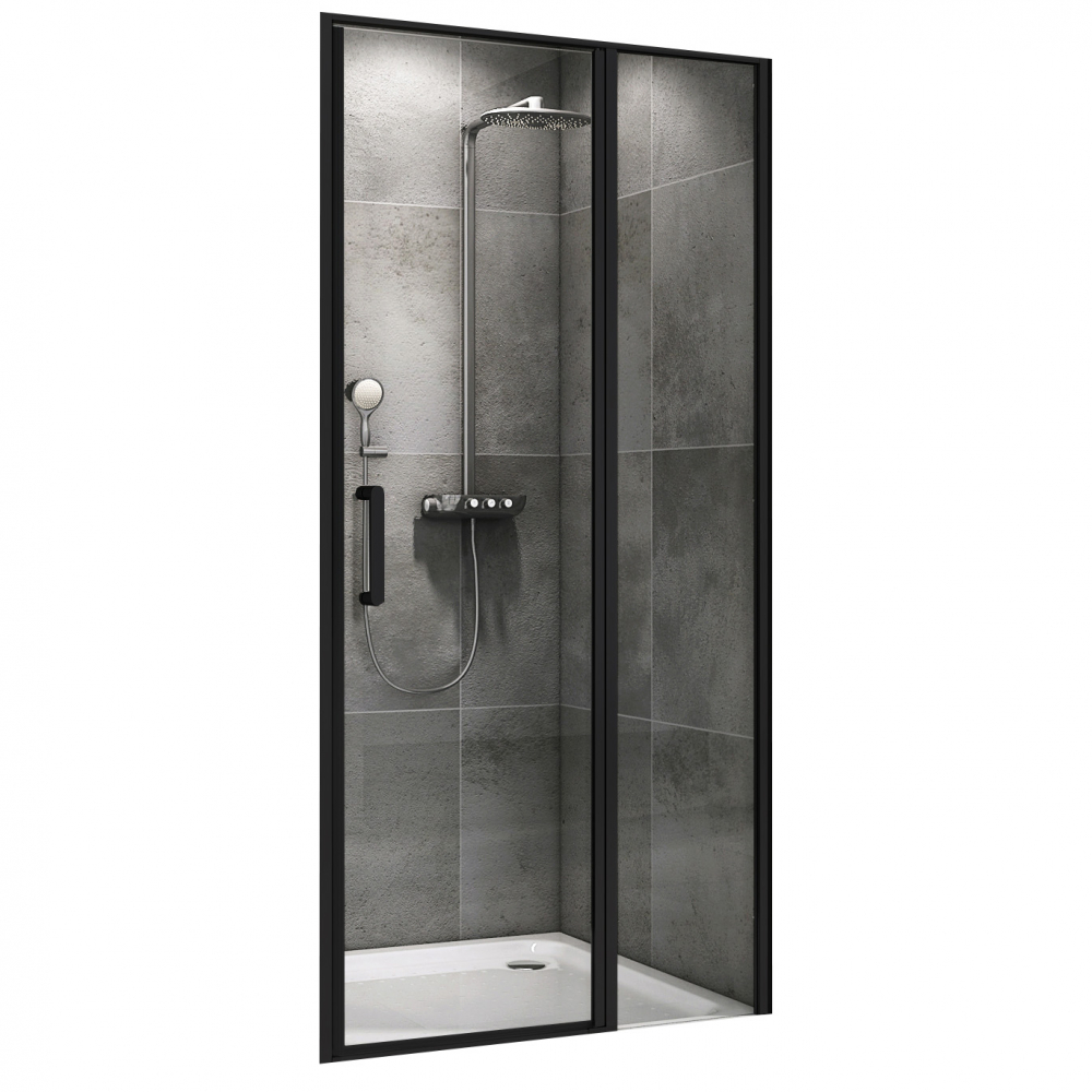 душевые двери abber sonnenstrand ag04110bs 110x195 прозрачное стекло / профиль черный