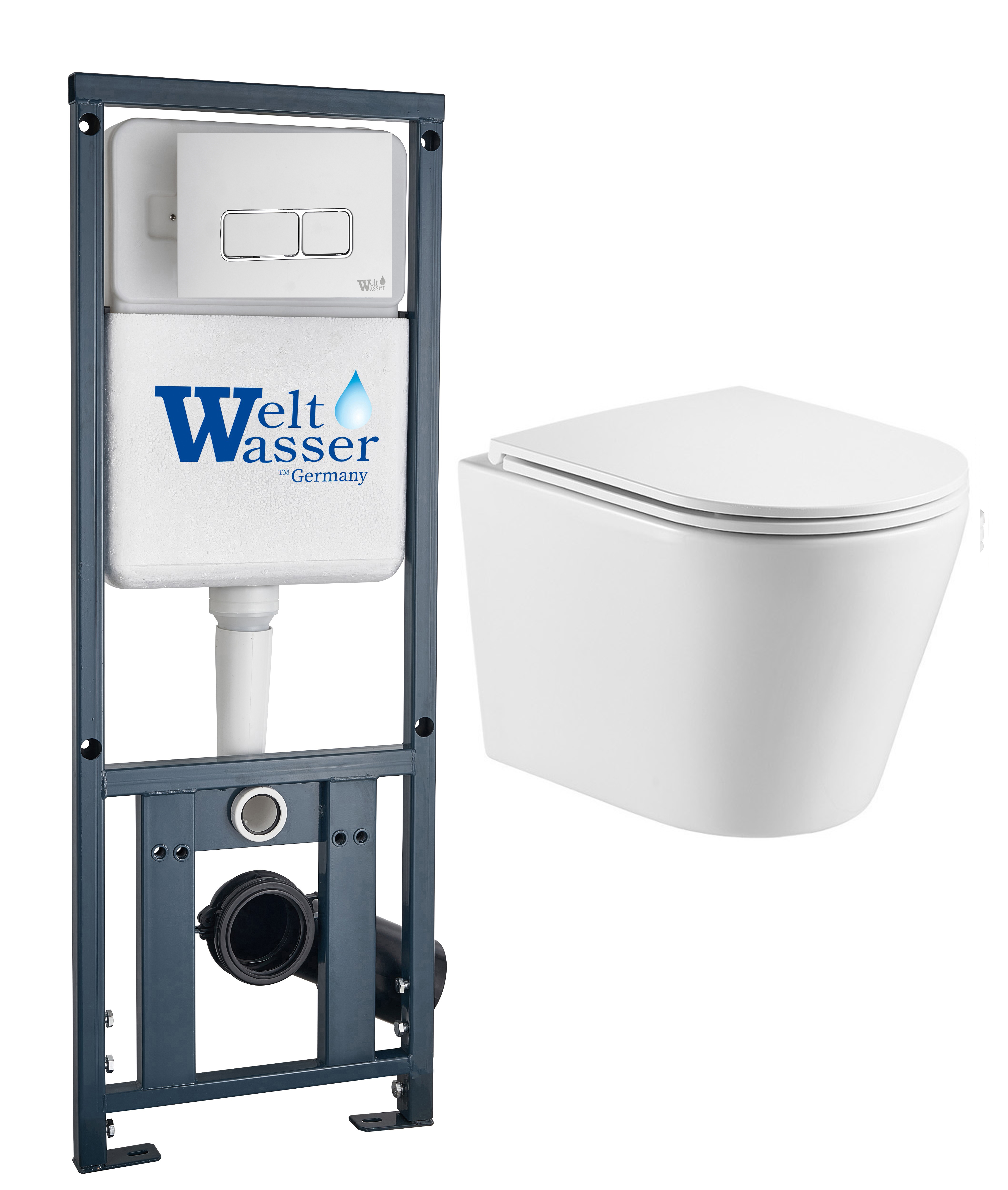 комплект инсталляции welt-wasser marberg 410 с унитазом salzbach 043 gl-wt и клавишей смыва mar 410 se cr хром