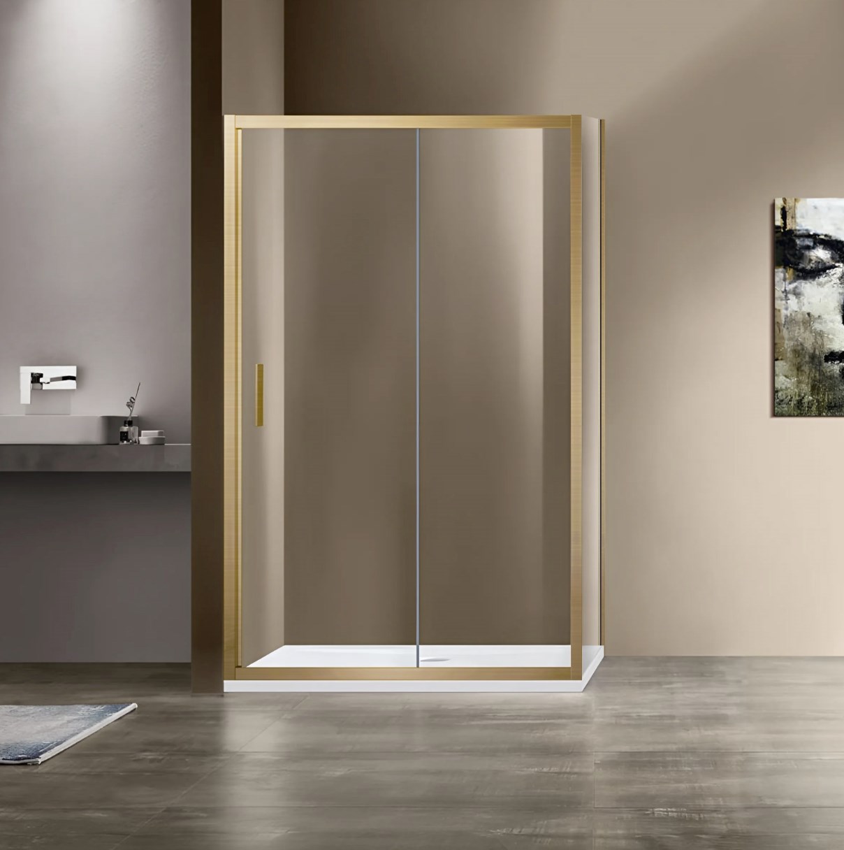 душевой уголок vincea garda vsr-1g9012clg 120x90 стекло прозрачное, профиль матовое золото
